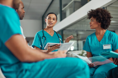 Group of nurses having a discussion